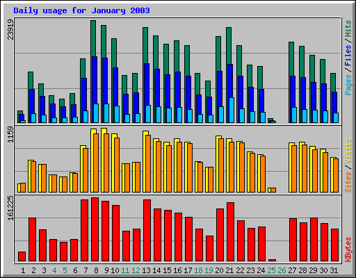 Daily usage for January 2003
