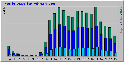 Hourly usage for February 2003