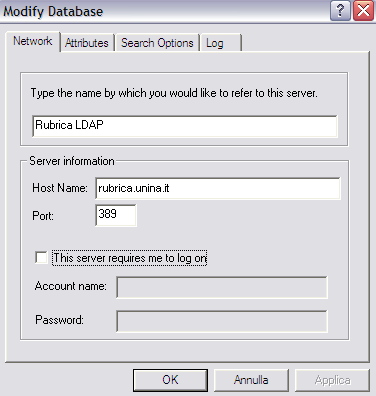 immagine: Modify Database -  Rubrica LDAP