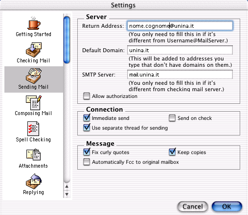 immagine: Sending Mail: Allow Authentication